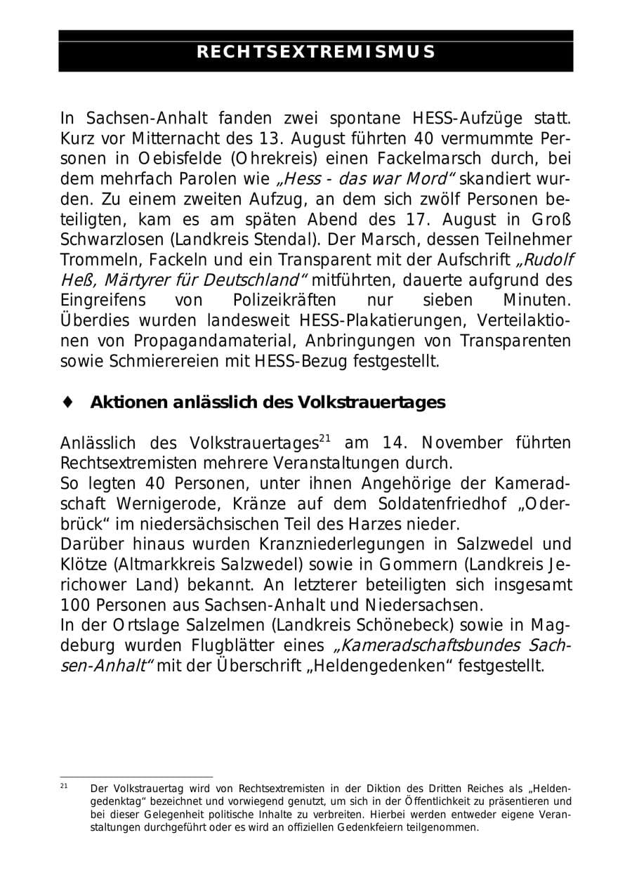 Seite 47 des Verfassungsschutzbericht 1999 Sachsen-Anhalt