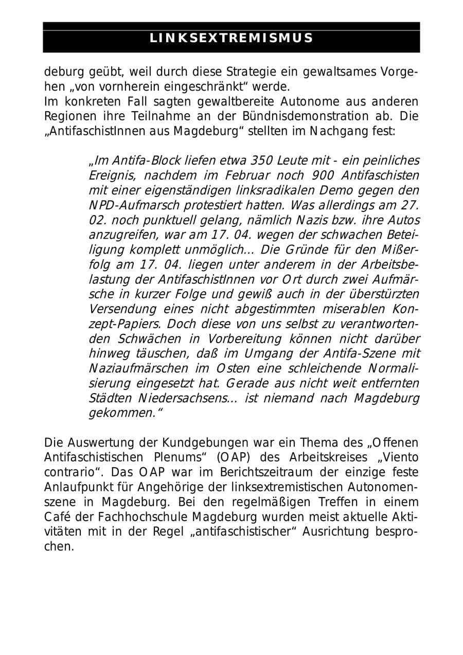 Seite 56 des Verfassungsschutzbericht 1999 Sachsen-Anhalt