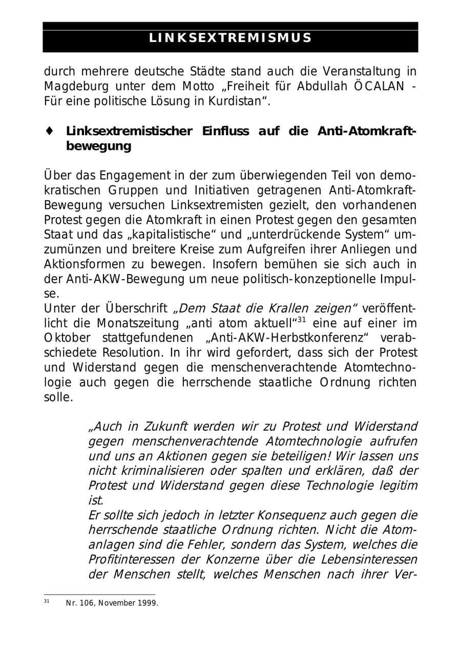 Seite 58 des Verfassungsschutzbericht 1999 Sachsen-Anhalt