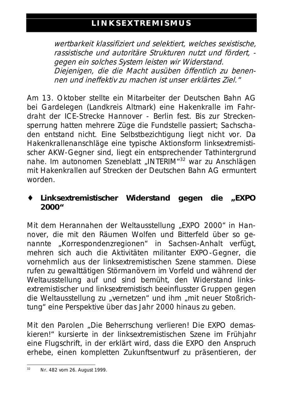 Seite 59 des Verfassungsschutzbericht 1999 Sachsen-Anhalt