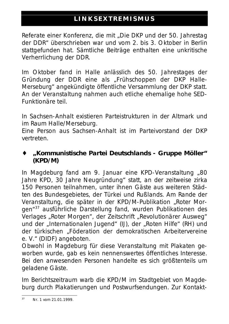 Seite 66 des Verfassungsschutzbericht 1999 Sachsen-Anhalt