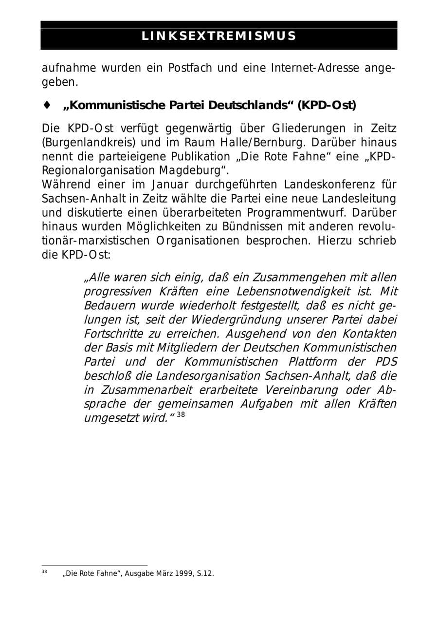 Seite 67 des Verfassungsschutzbericht 1999 Sachsen-Anhalt