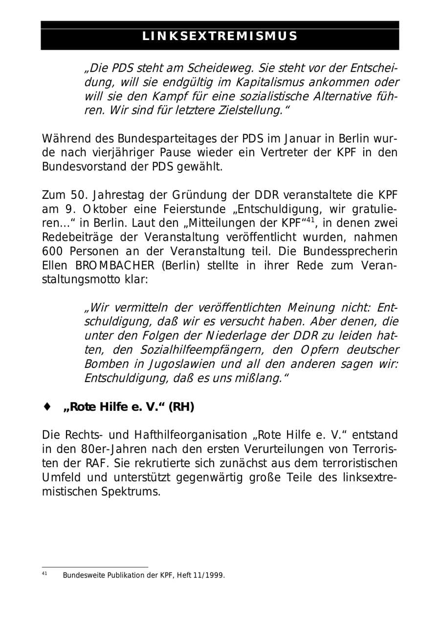 Seite 70 des Verfassungsschutzbericht 1999 Sachsen-Anhalt