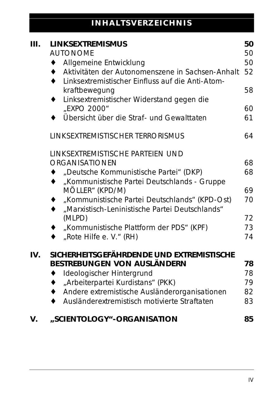 Seite 8 des Verfassungsschutzbericht 1999 Sachsen-Anhalt