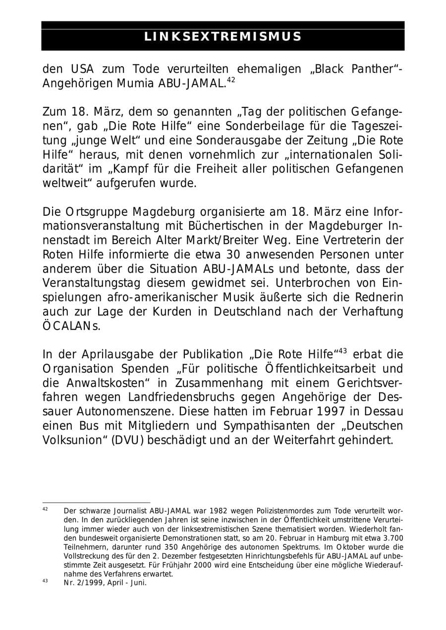 Seite 72 des Verfassungsschutzbericht 1999 Sachsen-Anhalt