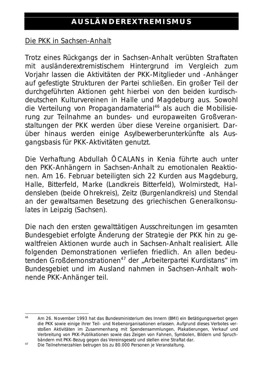 Seite 76 des Verfassungsschutzbericht 1999 Sachsen-Anhalt