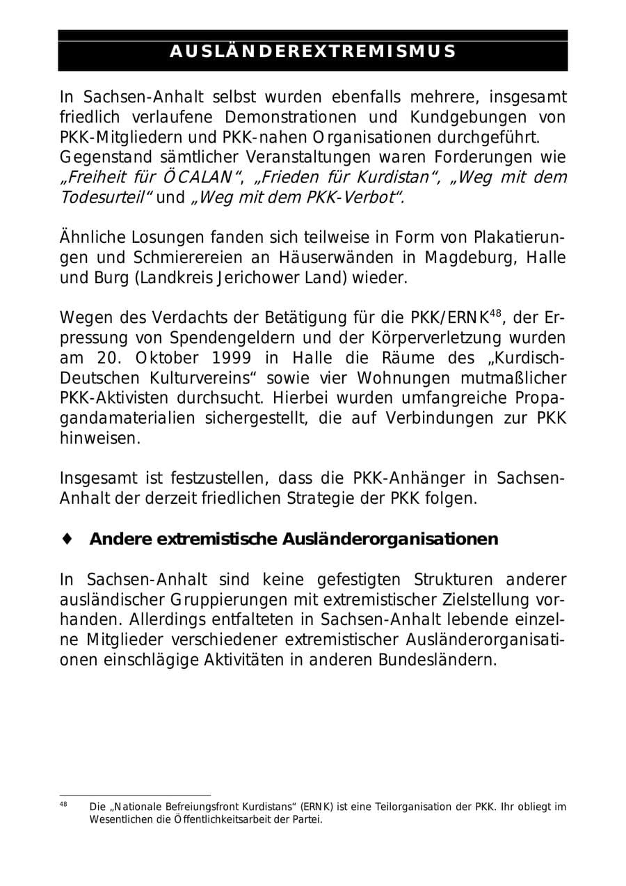 Seite 77 des Verfassungsschutzbericht 1999 Sachsen-Anhalt