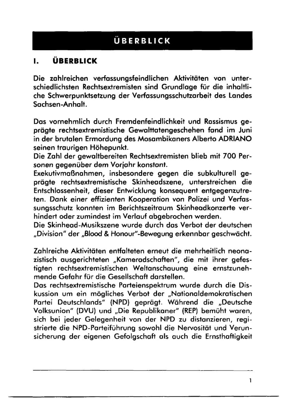Seite 11 des Verfassungsschutzbericht 2000 Sachsen-Anhalt