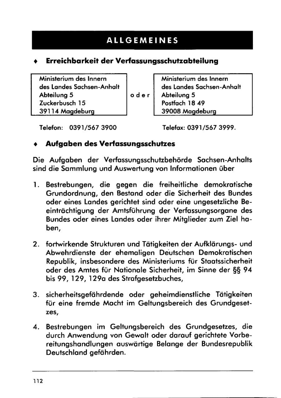 Seite 122 des Verfassungsschutzbericht 2000 Sachsen-Anhalt