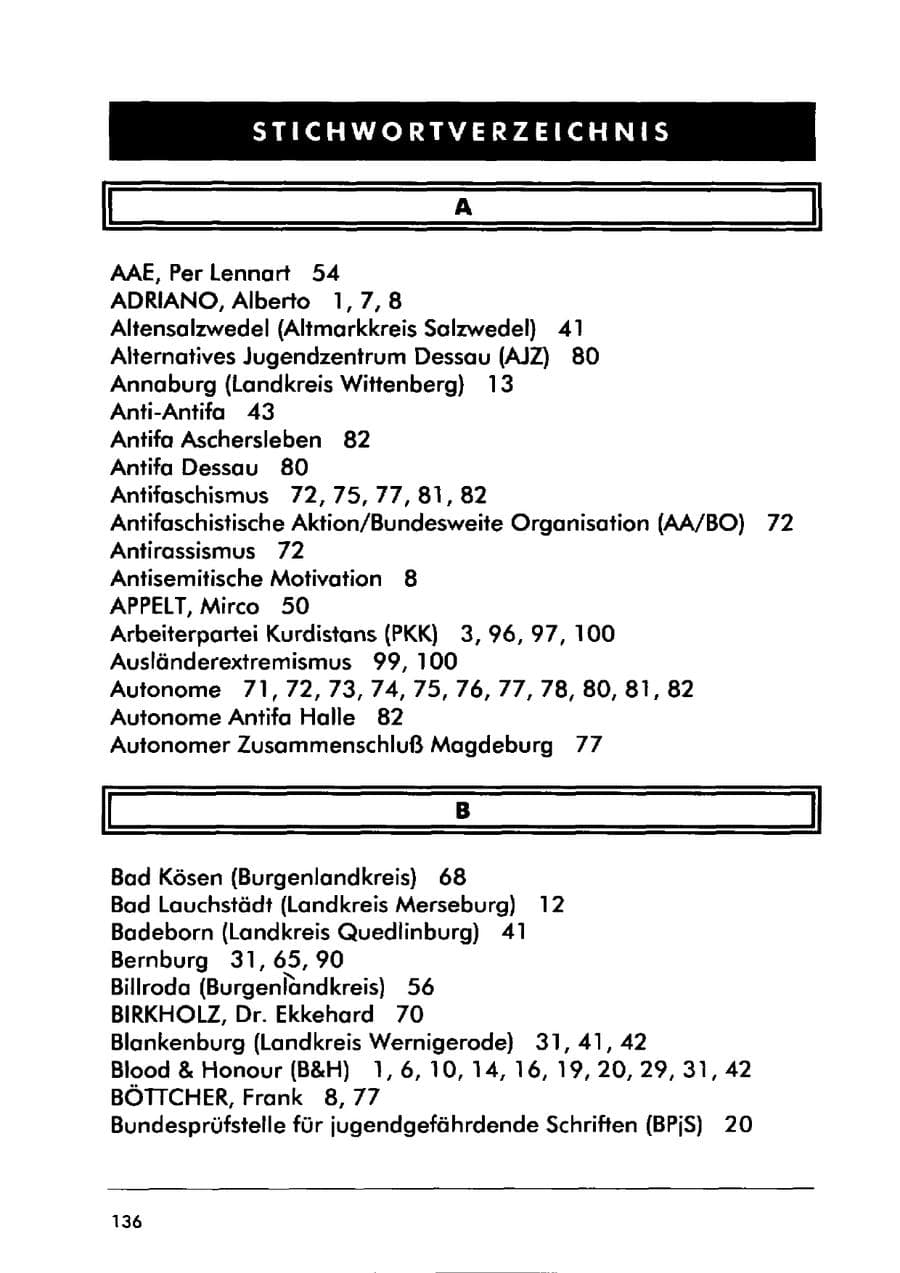 Seite 146 des Verfassungsschutzbericht 2000 Sachsen-Anhalt