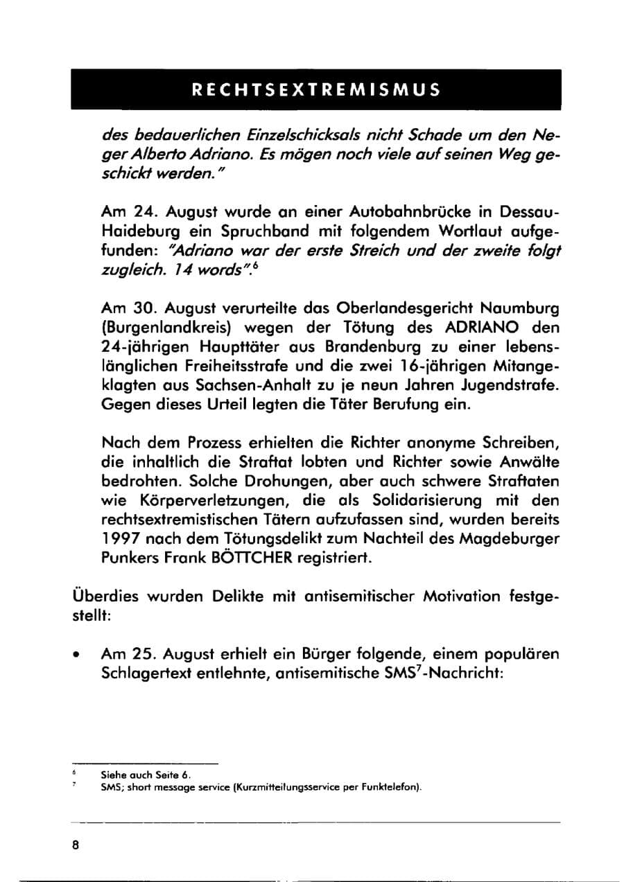 Seite 18 des Verfassungsschutzbericht 2000 Sachsen-Anhalt