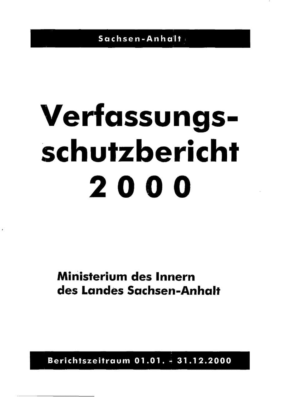 Seite 3 des Verfassungsschutzbericht 2000 Sachsen-Anhalt