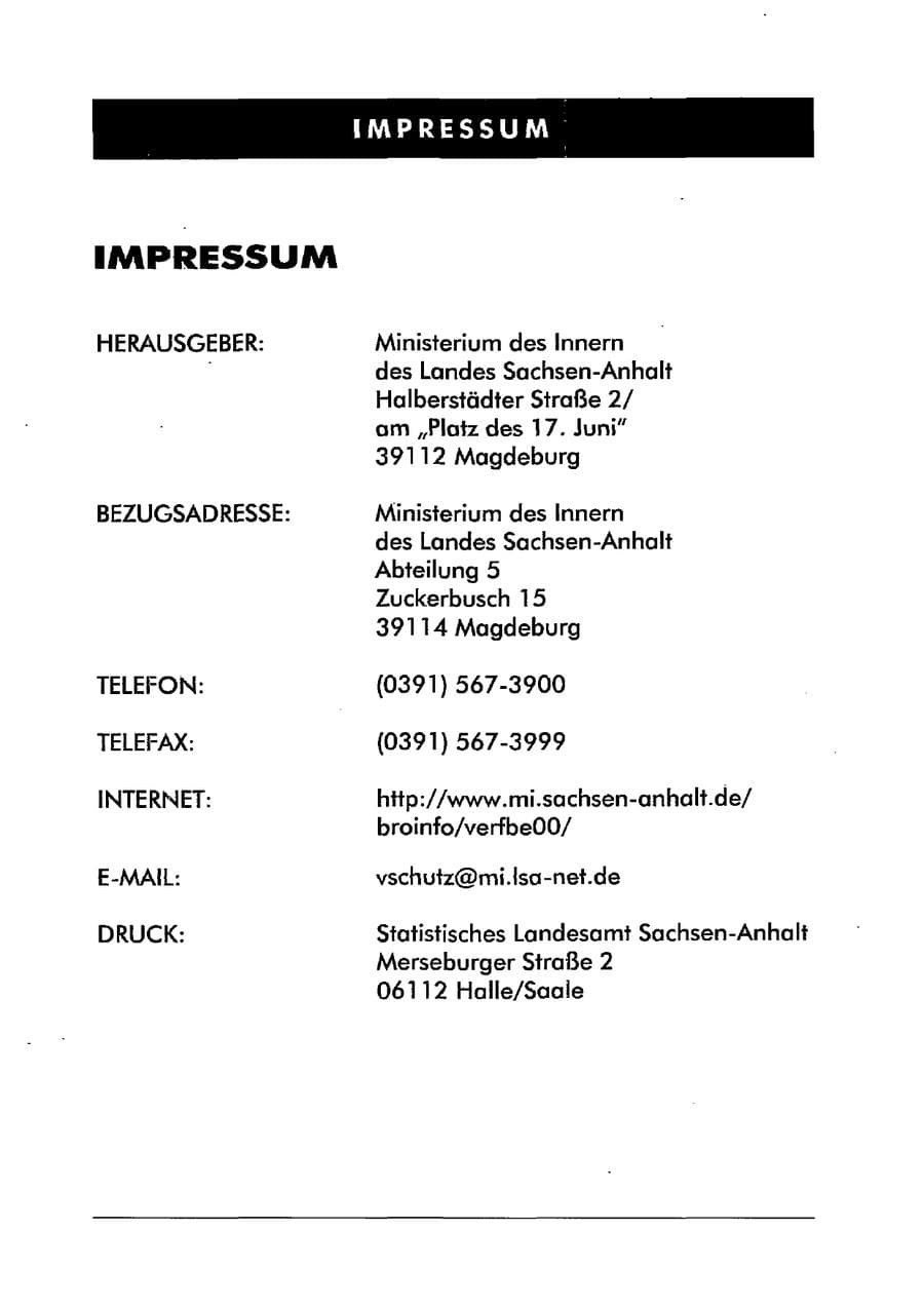 Seite 4 des Verfassungsschutzbericht 2000 Sachsen-Anhalt