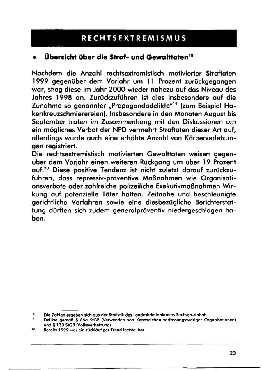 Seite 33 des Verfassungsschutzbericht 2000 Sachsen-Anhalt