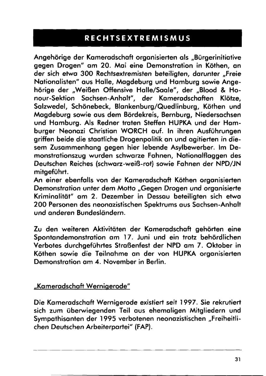 Seite 41 des Verfassungsschutzbericht 2000 Sachsen-Anhalt