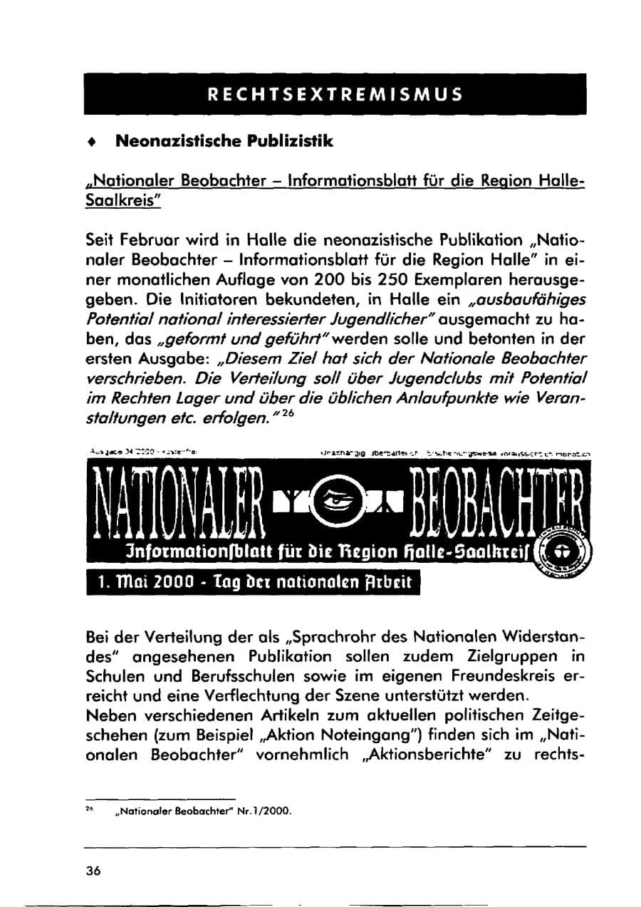 Seite 46 des Verfassungsschutzbericht 2000 Sachsen-Anhalt