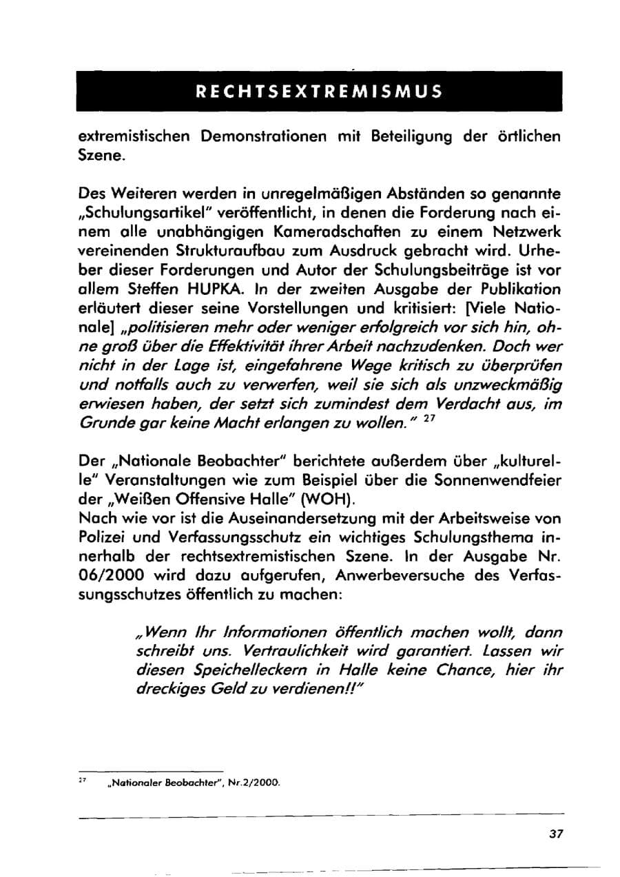 Seite 47 des Verfassungsschutzbericht 2000 Sachsen-Anhalt