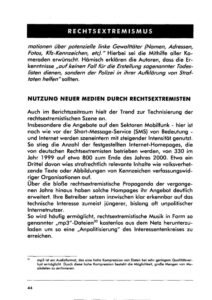Seite 54 des Verfassungsschutzbericht 2000 Sachsen-Anhalt