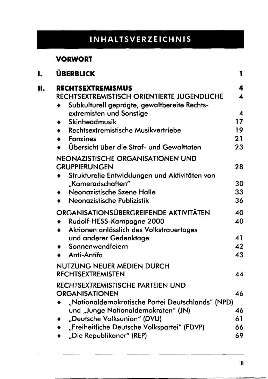 Seite 7 des Verfassungsschutzbericht 2000 Sachsen-Anhalt