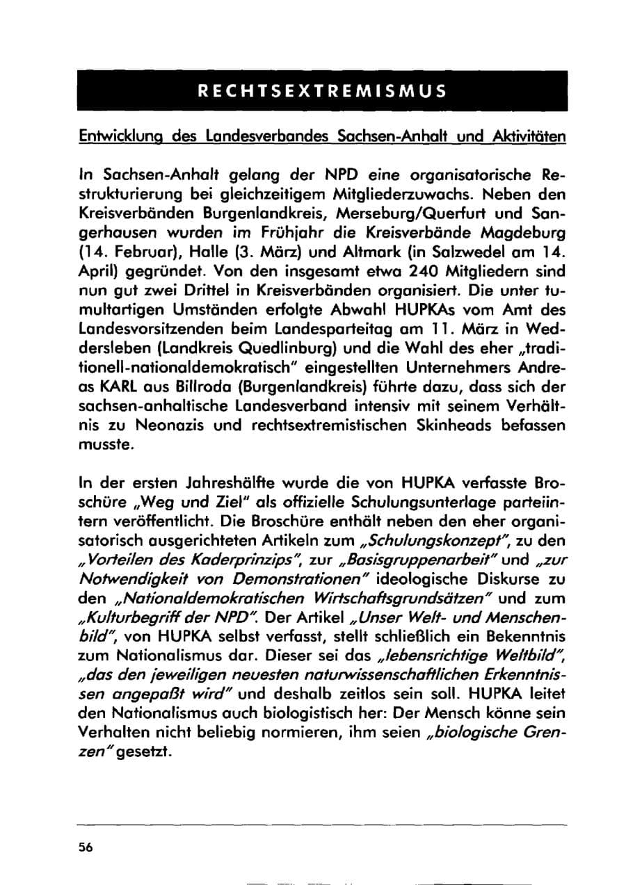 Seite 66 des Verfassungsschutzbericht 2000 Sachsen-Anhalt