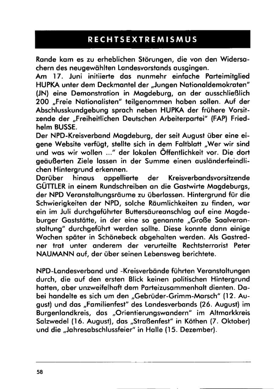 Seite 68 des Verfassungsschutzbericht 2000 Sachsen-Anhalt