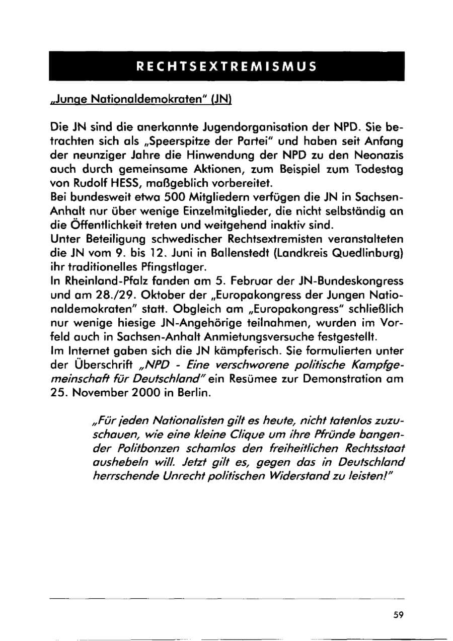 Seite 69 des Verfassungsschutzbericht 2000 Sachsen-Anhalt