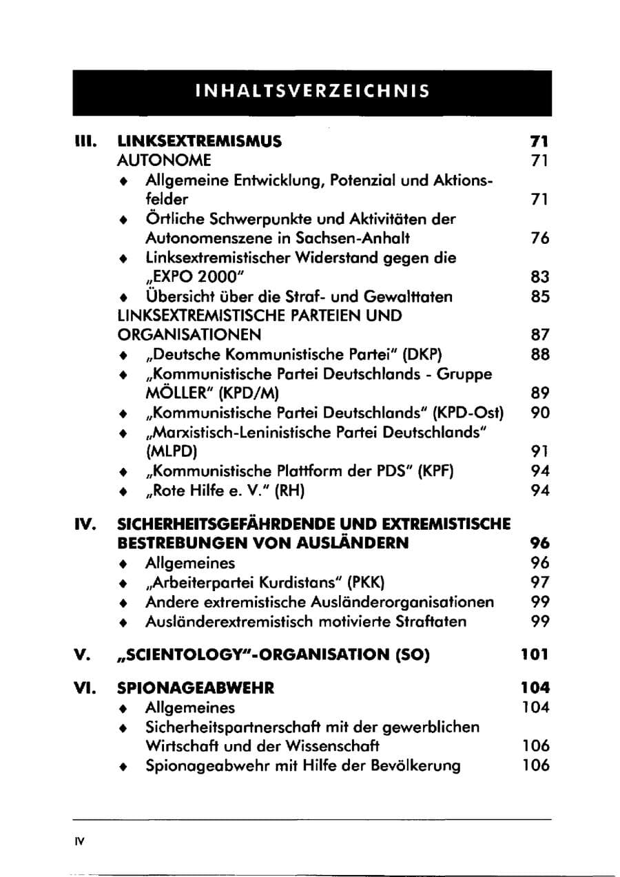 Seite 8 des Verfassungsschutzbericht 2000 Sachsen-Anhalt