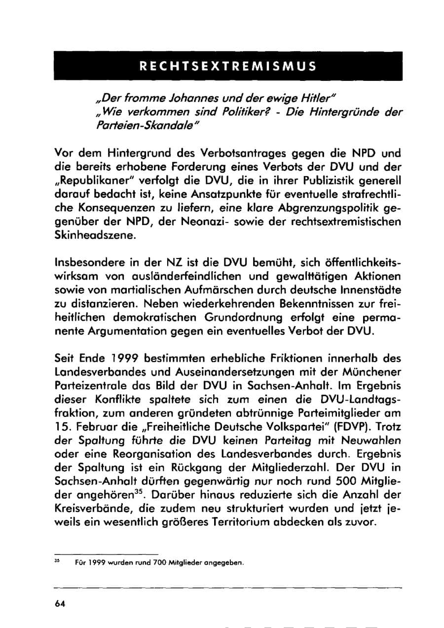 Seite 74 des Verfassungsschutzbericht 2000 Sachsen-Anhalt