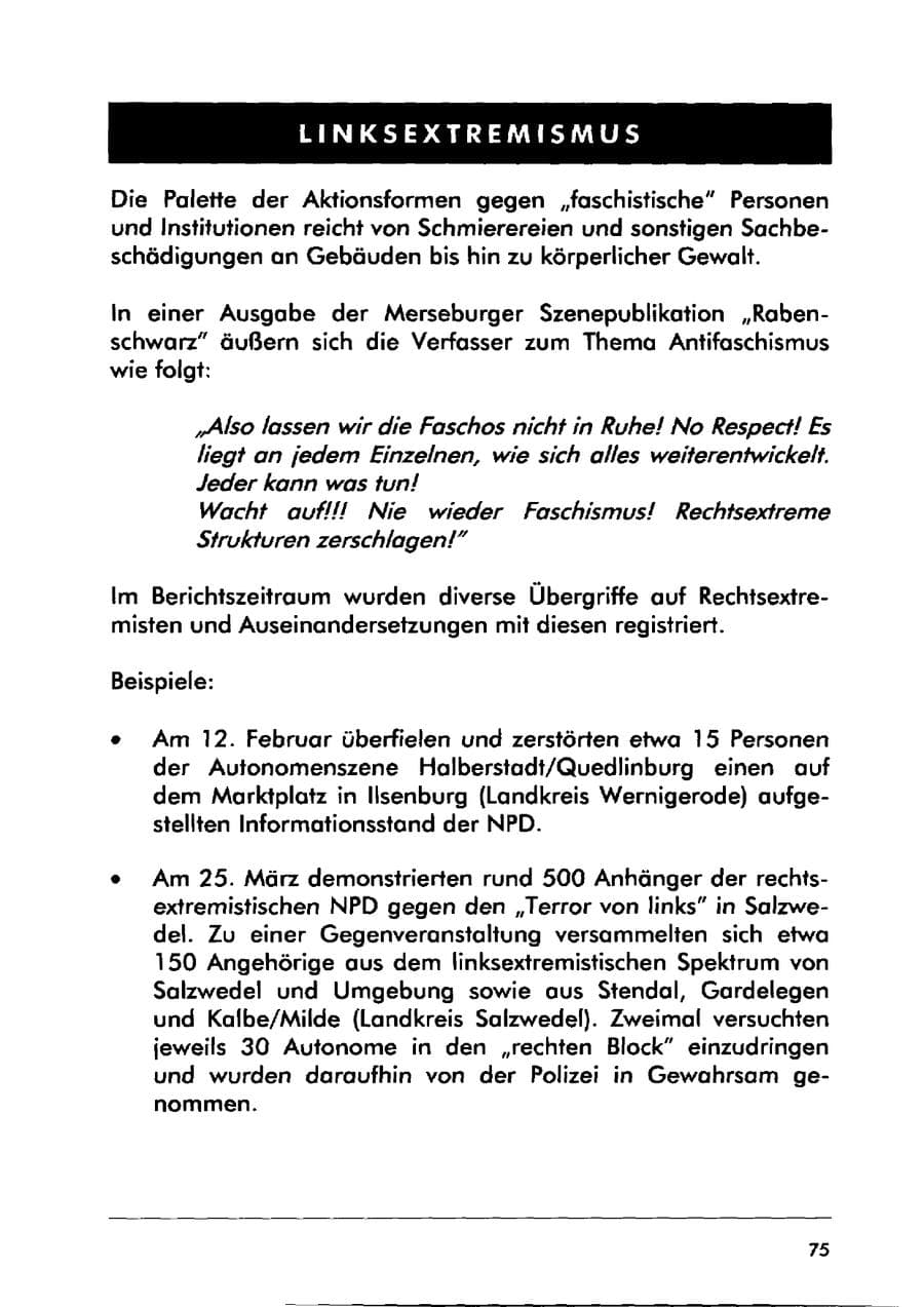 Seite 85 des Verfassungsschutzbericht 2000 Sachsen-Anhalt