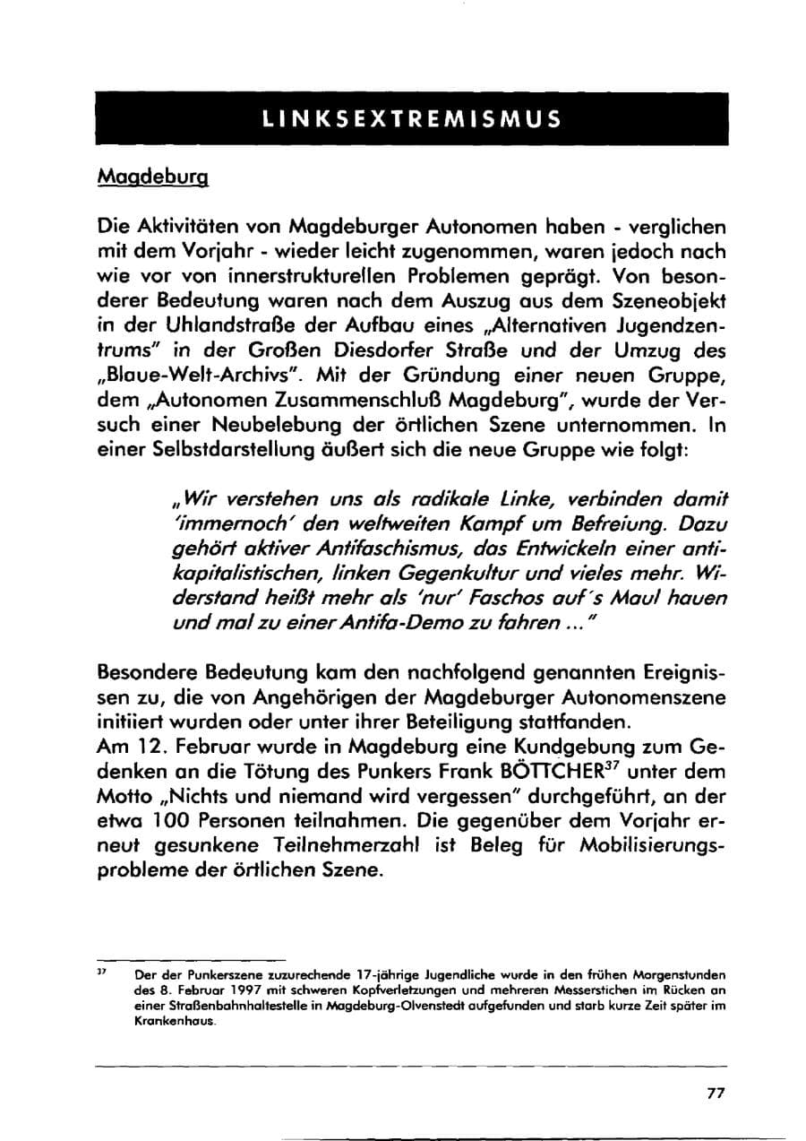Seite 87 des Verfassungsschutzbericht 2000 Sachsen-Anhalt