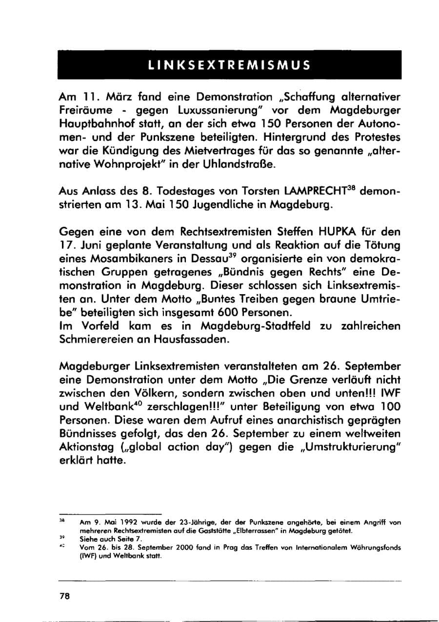 Seite 88 des Verfassungsschutzbericht 2000 Sachsen-Anhalt