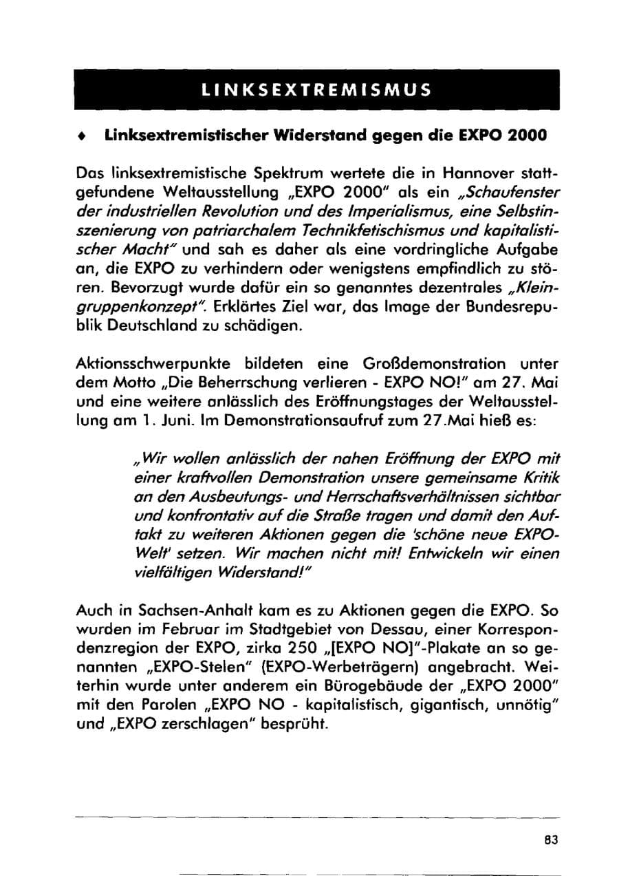 Seite 93 des Verfassungsschutzbericht 2000 Sachsen-Anhalt