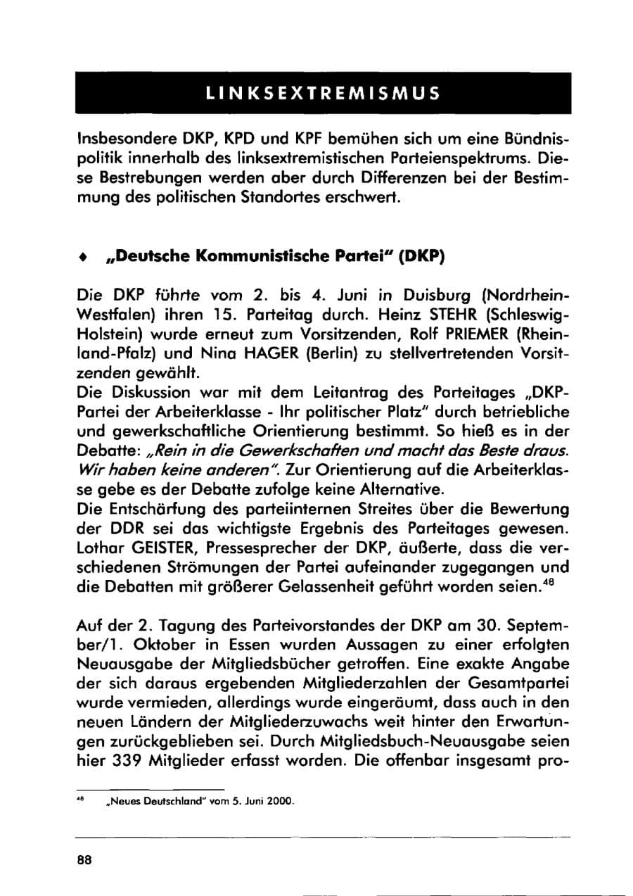 Seite 98 des Verfassungsschutzbericht 2000 Sachsen-Anhalt