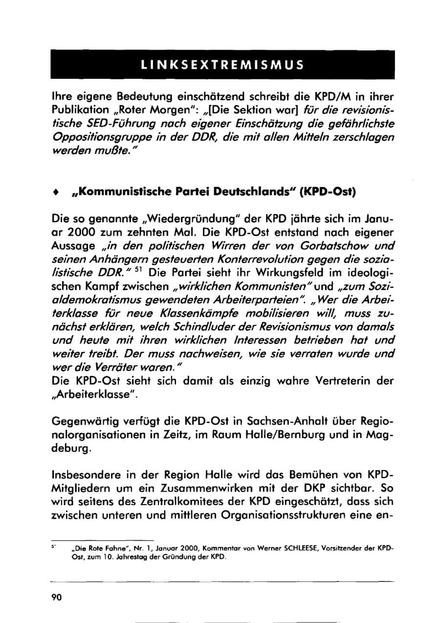 Seite 100 des Verfassungsschutzbericht 2000 Sachsen-Anhalt