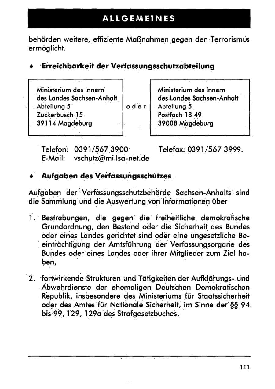 Seite 122 des Verfassungsschutzbericht 2001 Sachsen-Anhalt