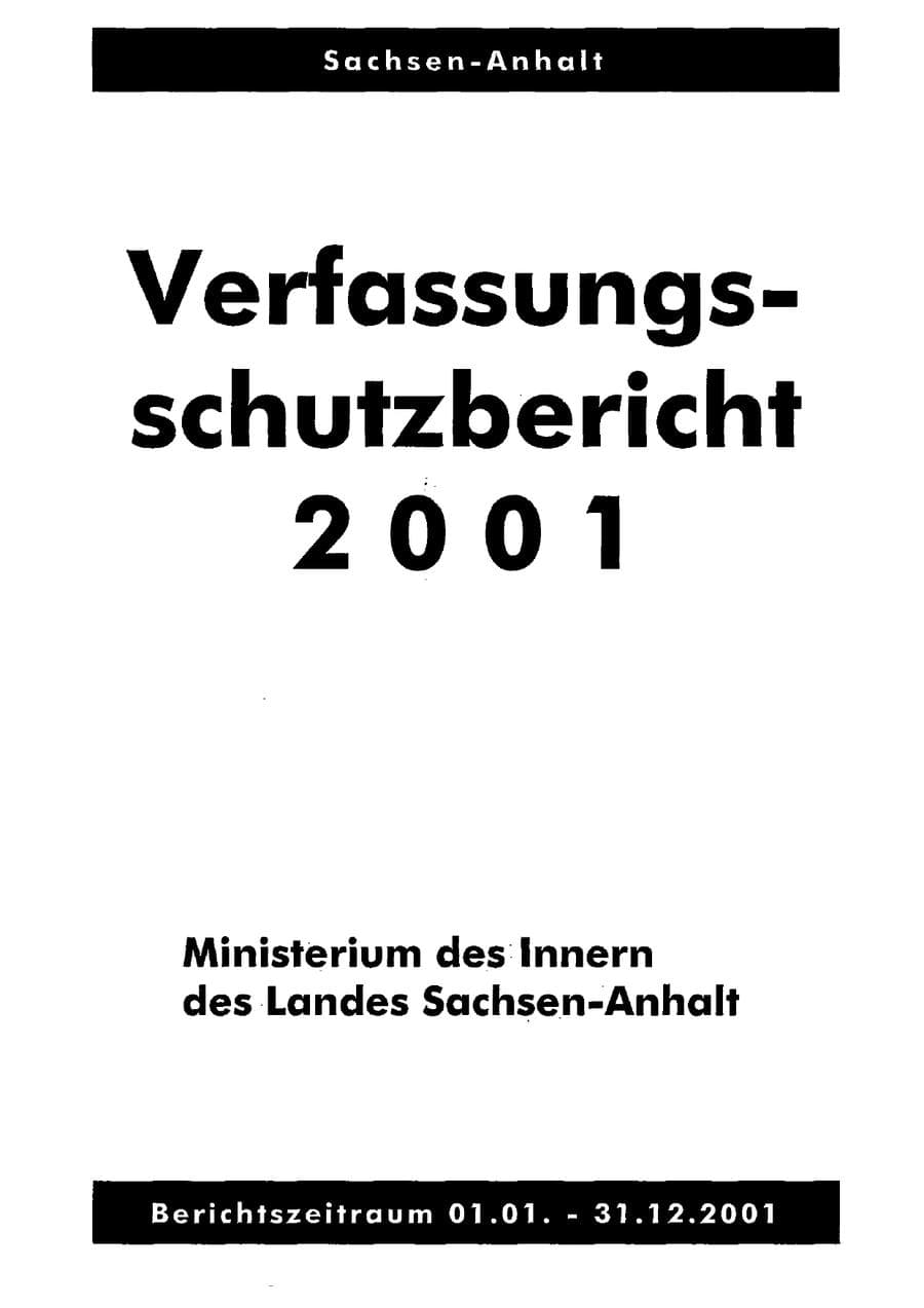 Seite 3 des Verfassungsschutzbericht 2001 Sachsen-Anhalt