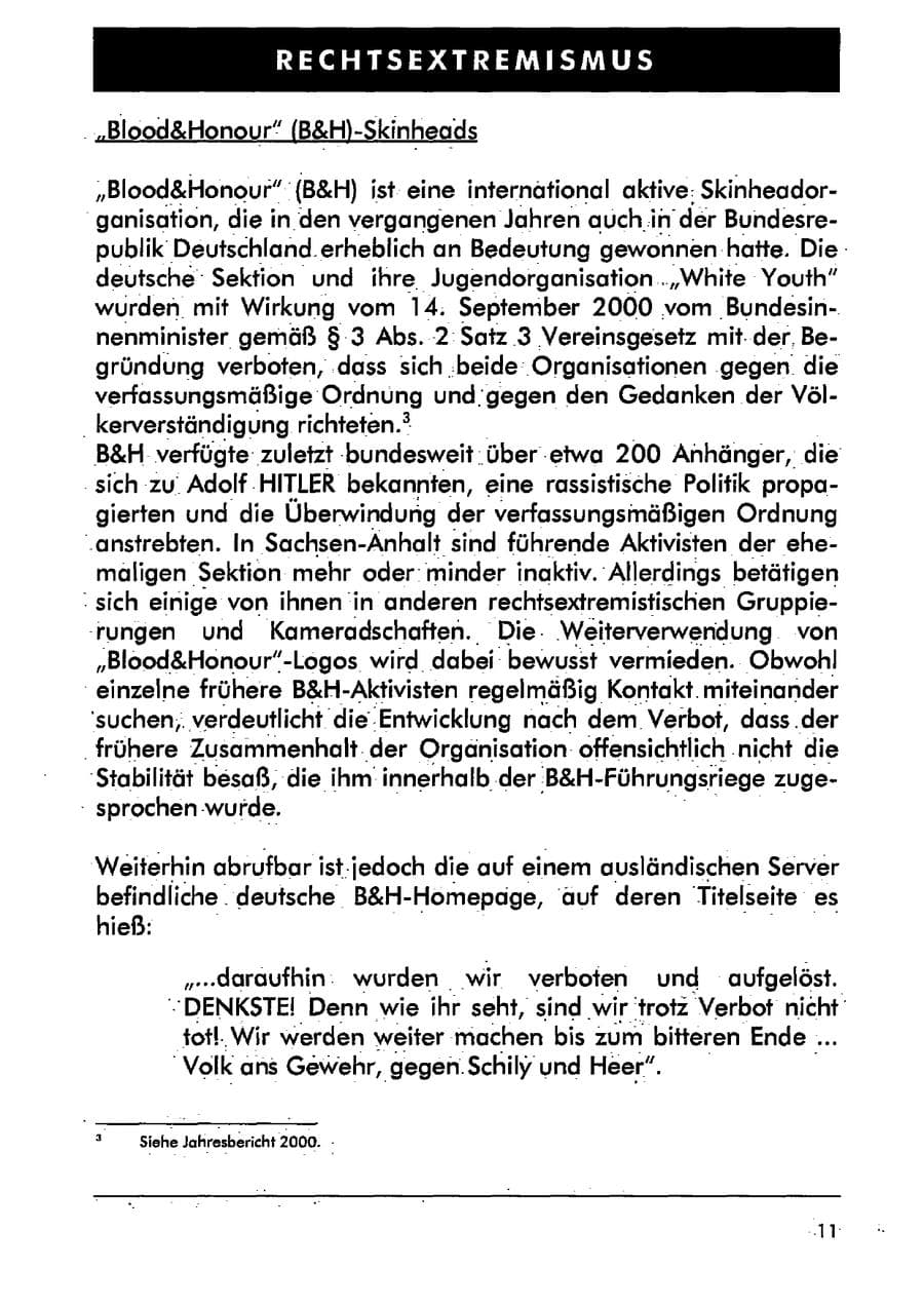 Seite 22 des Verfassungsschutzbericht 2001 Sachsen-Anhalt