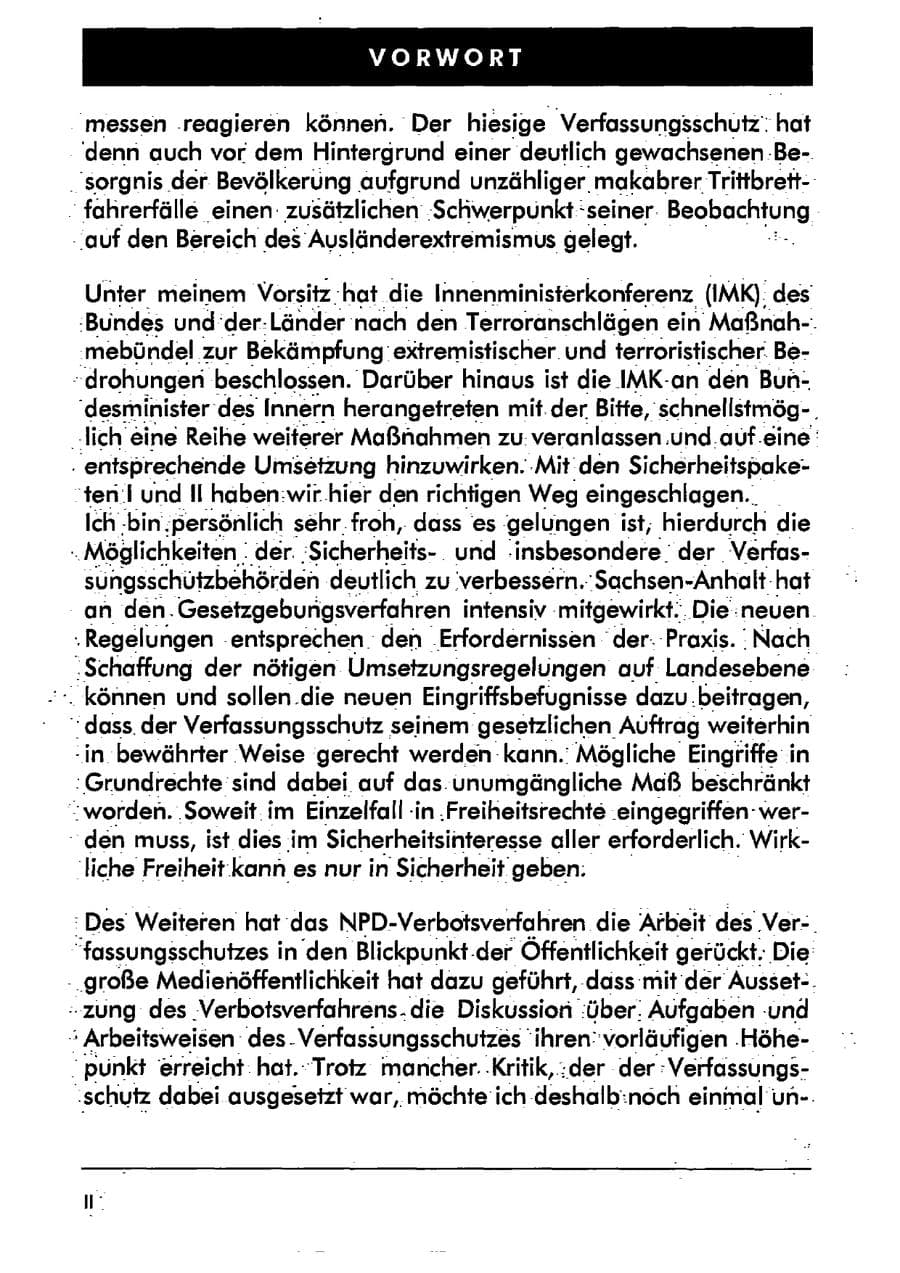 Seite 7 des Verfassungsschutzbericht 2001 Sachsen-Anhalt
