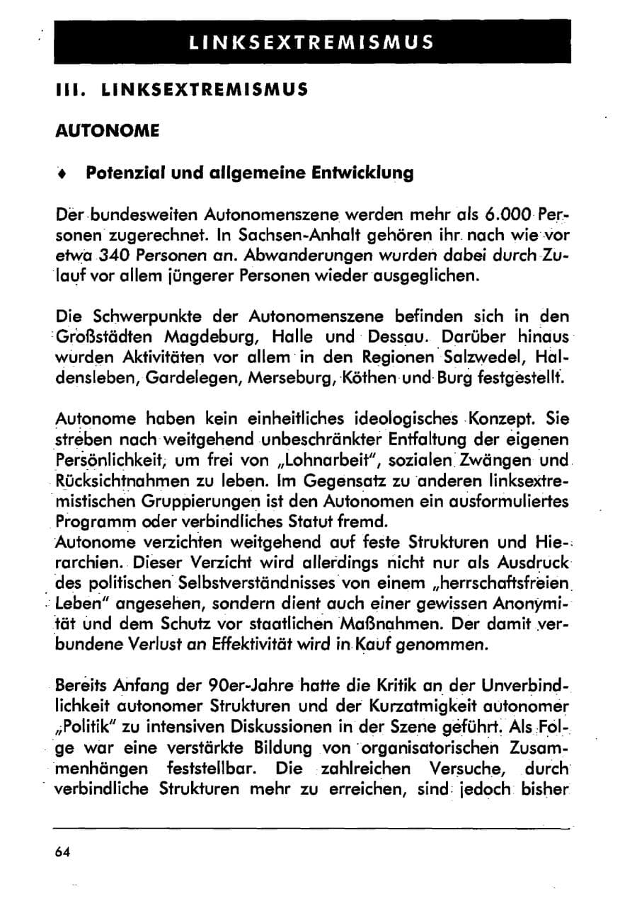 Seite 75 des Verfassungsschutzbericht 2001 Sachsen-Anhalt