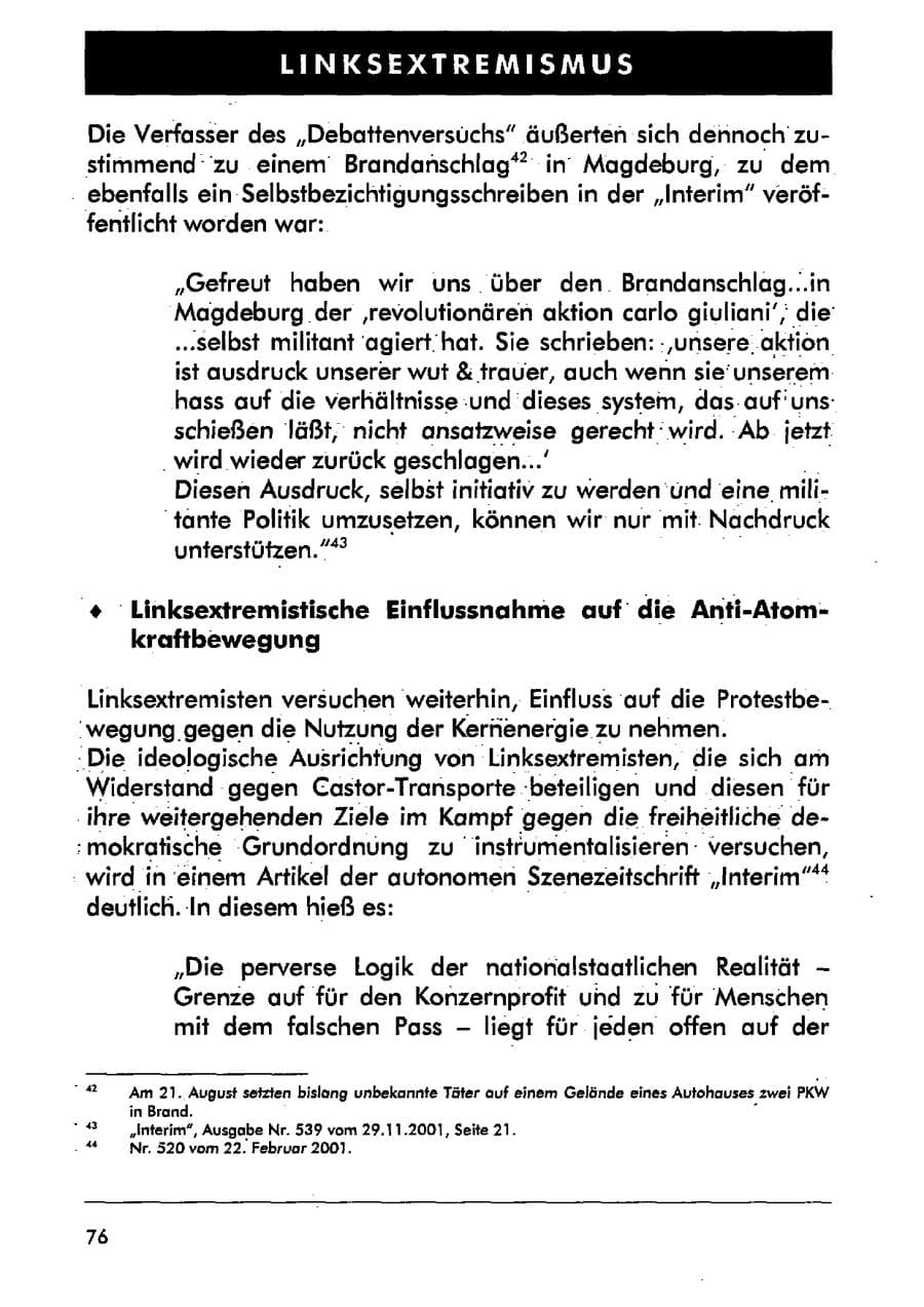 Seite 87 des Verfassungsschutzbericht 2001 Sachsen-Anhalt