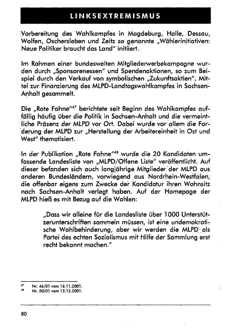 Seite 91 des Verfassungsschutzbericht 2001 Sachsen-Anhalt