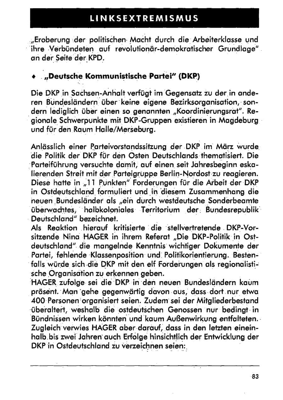 Seite 94 des Verfassungsschutzbericht 2001 Sachsen-Anhalt
