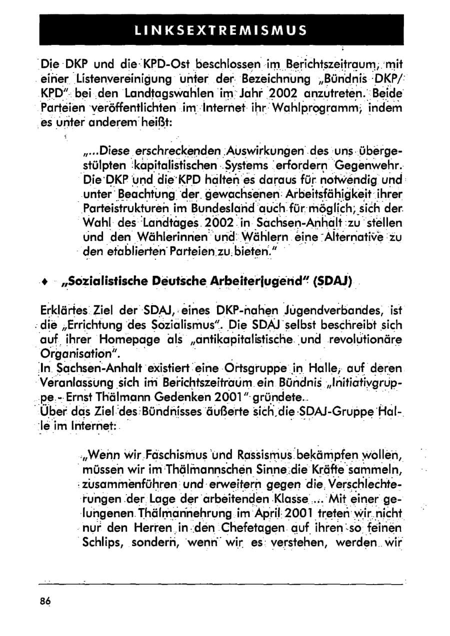 Seite 97 des Verfassungsschutzbericht 2001 Sachsen-Anhalt
