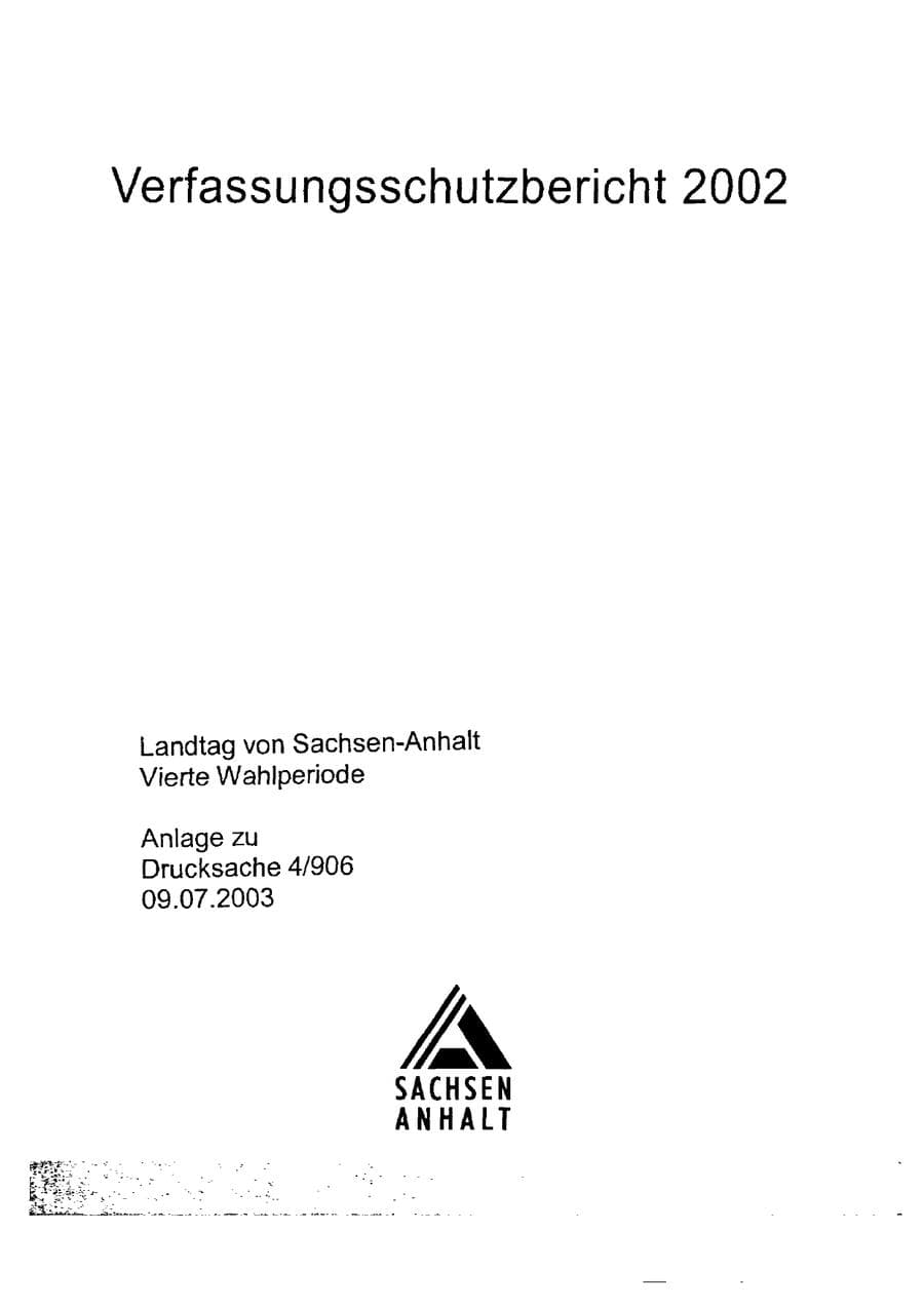 Seite 2 des Verfassungsschutzbericht 2002 Sachsen-Anhalt