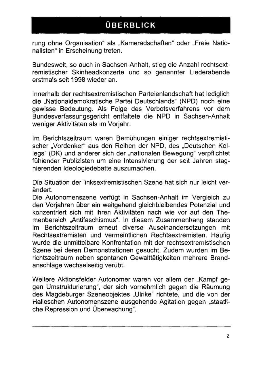 Seite 16 des Verfassungsschutzbericht 2002 Sachsen-Anhalt