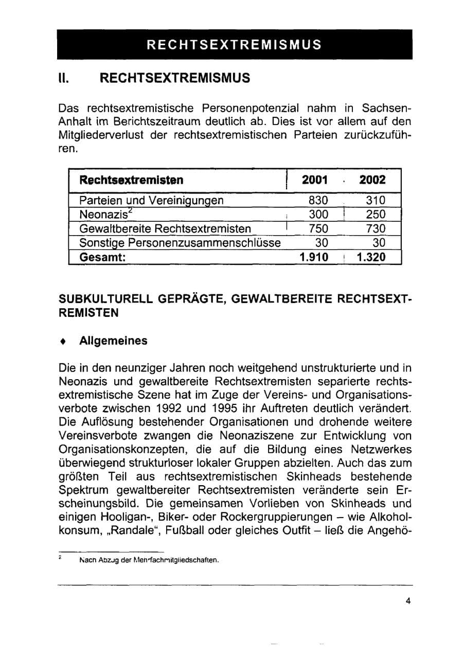 Seite 18 des Verfassungsschutzbericht 2002 Sachsen-Anhalt