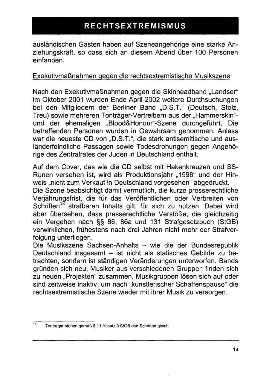 Seite 28 des Verfassungsschutzbericht 2002 Sachsen-Anhalt