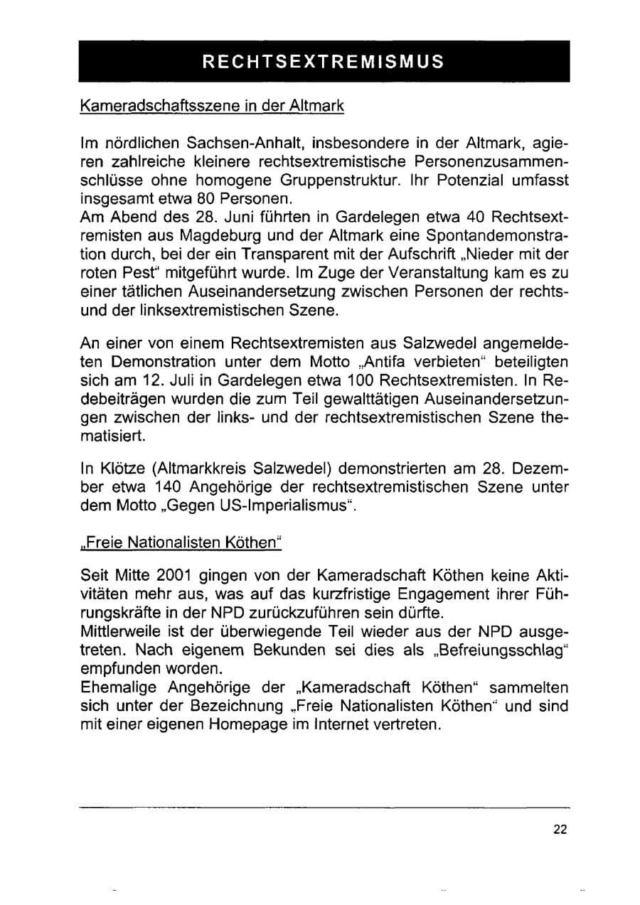 Seite 36 des Verfassungsschutzbericht 2002 Sachsen-Anhalt