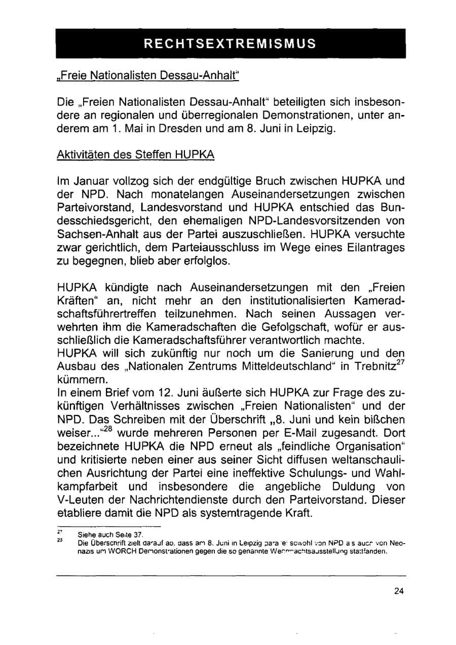 Seite 38 des Verfassungsschutzbericht 2002 Sachsen-Anhalt