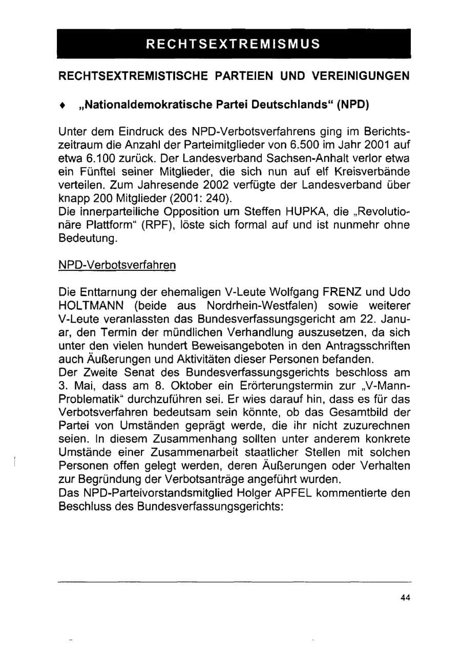 Seite 58 des Verfassungsschutzbericht 2002 Sachsen-Anhalt